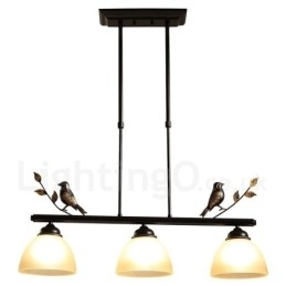 3-lichts retro rustieke stalen hanglamp met glazen kap