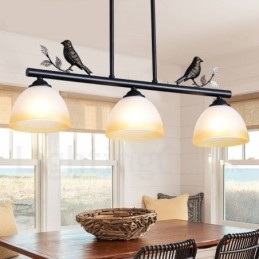 3-lichts retro rustieke stalen hanglamp met glazen kap