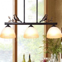 3-lichts retro rustieke stalen hanglamp met glazen kap