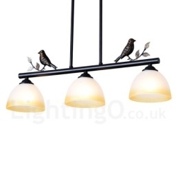 3-lichts retro rustieke stalen hanglamp met glazen kap