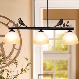 3-lichts retro rustieke stalen hanglamp met glazen kap