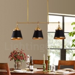 3-lichts retro rustieke luxe messing hanglamp met messing kap