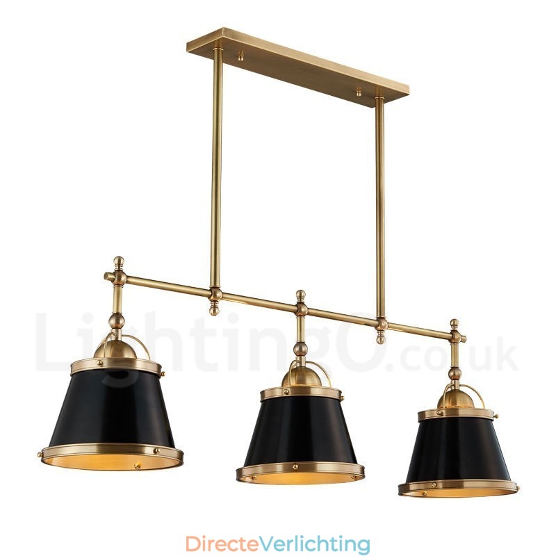 3-lichts retro rustieke luxe messing hanglamp met messing kap