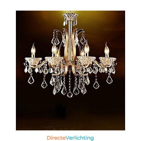 Hoogwaardige gouden smeedijzeren kristallen kroonluchter met 8 lampen Hoogwaardige gouden smeedijzeren kristallen kroonluchter met 8 lampen