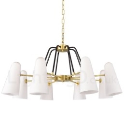 8-lichts retro rustieke luxe messing hanglamp kroonluchter met glazen kap