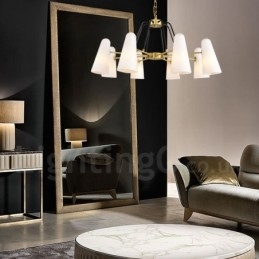 8-lichts retro rustieke luxe messing hanglamp kroonluchter met glazen kap