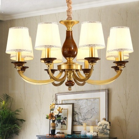 8-lichts retro rustieke luxe messing hanglamp kroonluchter met glazen kap 8-lichts retro rustieke luxe messing hanglamp kroonluchter met glazen kap