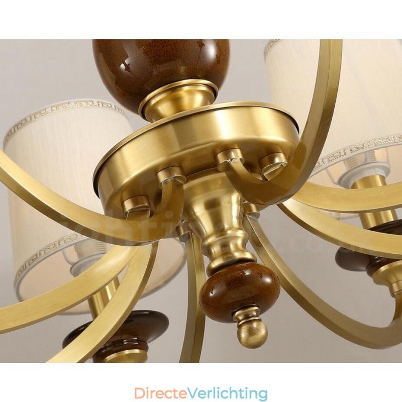 8-lichts retro rustieke luxe messing hanglamp kroonluchter met glazen kap