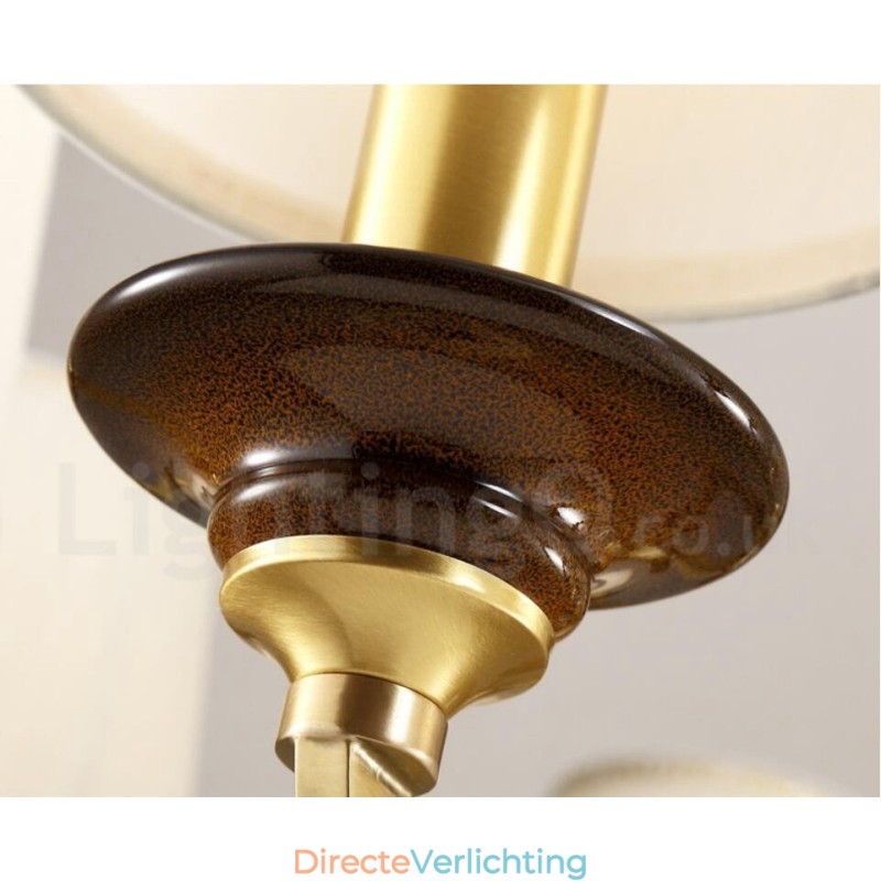 8-lichts retro rustieke luxe messing hanglamp kroonluchter met glazen kap