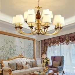 15 Lichts Retro Rustieke Luxe Messing Hanglamp Kroonluchter met Glazen Kap