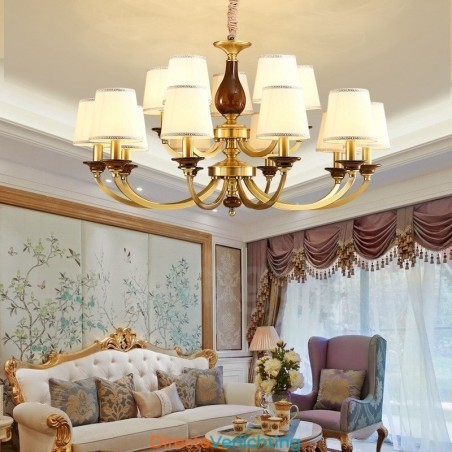 15 Lichts Retro Rustieke Luxe Messing Hanglamp Kroonluchter met Glazen Kap 15 Lichts Retro Rustieke Luxe Messing Hanglamp Kroonluchter met Glazen Kap