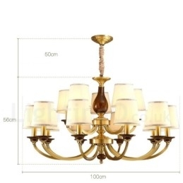 15 Lichts Retro Rustieke Luxe Messing Hanglamp Kroonluchter met Glazen Kap