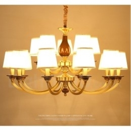 15 Lichts Retro Rustieke Luxe Messing Hanglamp Kroonluchter met Glazen Kap