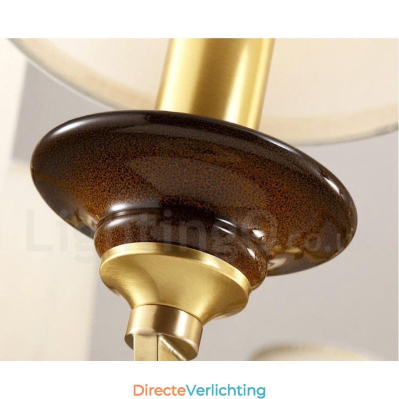 15 Lichts Retro Rustieke Luxe Messing Hanglamp Kroonluchter met Glazen Kap