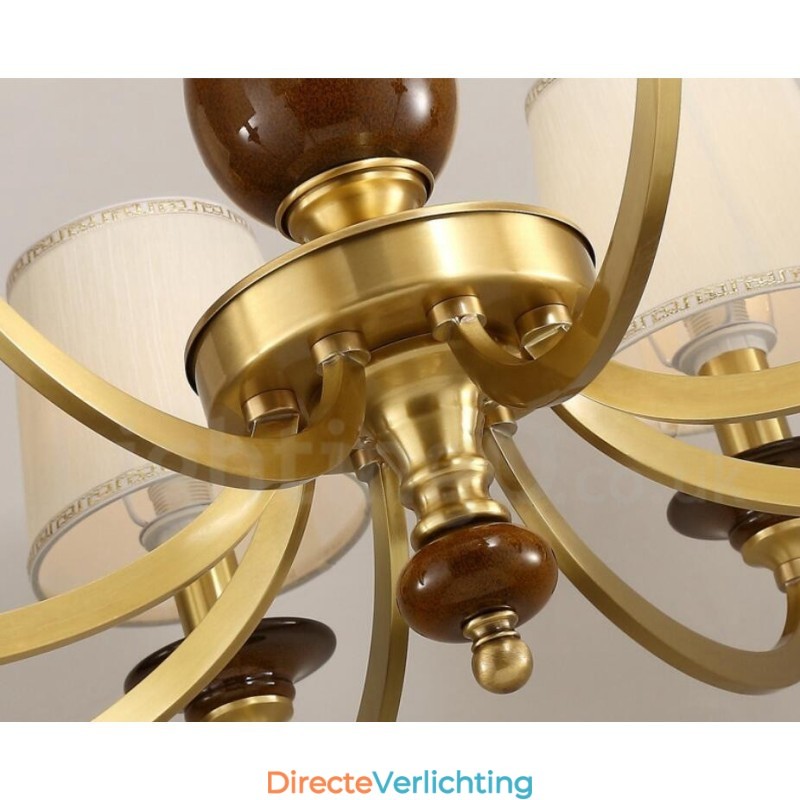 15 Lichts Retro Rustieke Luxe Messing Hanglamp Kroonluchter met Glazen Kap