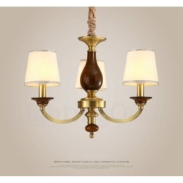 3-lichts retro rustieke luxe messing hanglamp kroonluchter met glazen kap