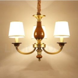 3-lichts retro rustieke luxe messing hanglamp kroonluchter met glazen kap