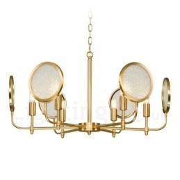 6-lichts retro rustieke luxe messing hanglamp kroonluchter met glazen kap