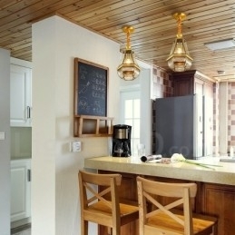 1 Licht Retro Rustieke Luxe Messing Hanglamp Kroonluchter met Glazen Kap