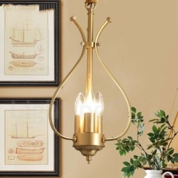4-lichts retro rustieke luxe messing hanglamp kroonluchter