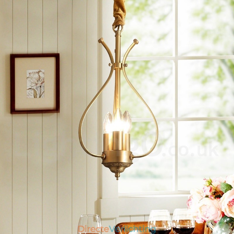 4-lichts retro rustieke luxe messing hanglamp kroonluchter