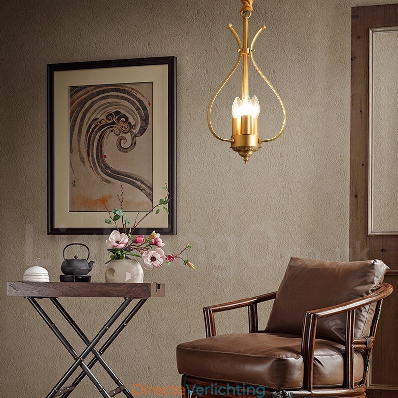4-lichts retro rustieke luxe messing hanglamp kroonluchter