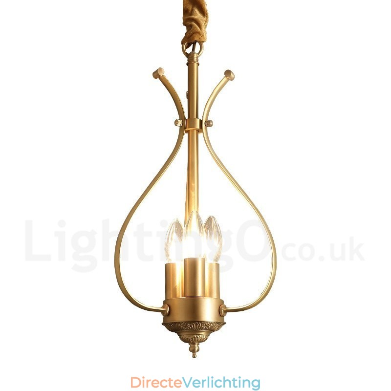 4-lichts retro rustieke luxe messing hanglamp kroonluchter