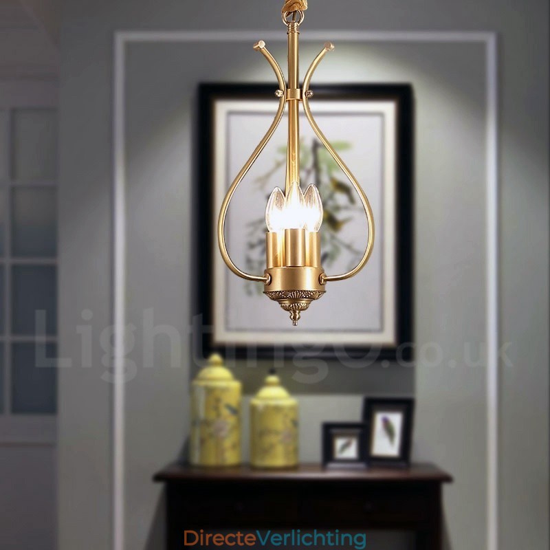 4-lichts retro rustieke luxe messing hanglamp kroonluchter