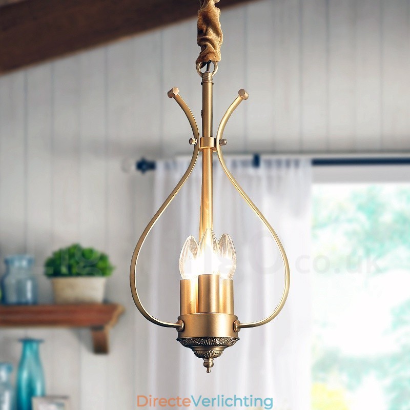 4-lichts retro rustieke luxe messing hanglamp kroonluchter