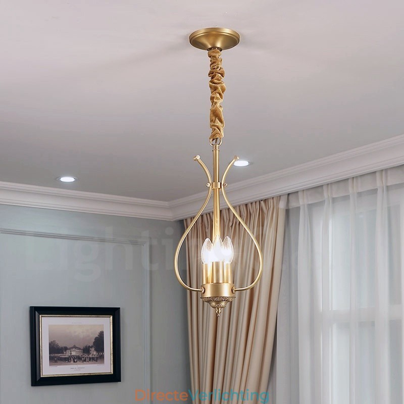 4-lichts retro rustieke luxe messing hanglamp kroonluchter