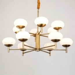 12 Licht Retro Rustieke Luxe Messing Hanglamp Kroonluchter met Glazen Kap