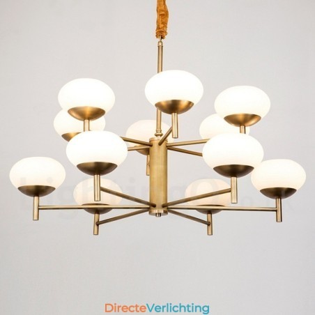 12 Licht Retro Rustieke Luxe Messing Hanglamp Kroonluchter met Glazen Kap 12 Licht Retro Rustieke Luxe Messing Hanglamp Kroonluchter met Glazen Kap