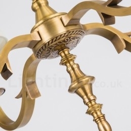 8-lichts retro rustieke luxe messing hanglamp kroonluchter met stoffen kap