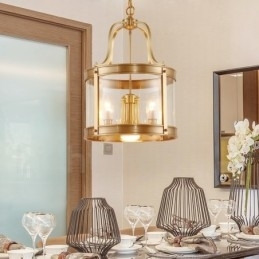 5-lichts retro rustieke luxe messing hanglamp kroonluchter met glazen kap
