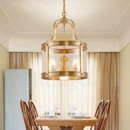 5-lichts retro rustieke luxe messing hanglamp kroonluchter met glazen kap