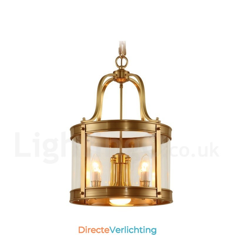 5-lichts retro rustieke luxe messing hanglamp kroonluchter met glazen kap