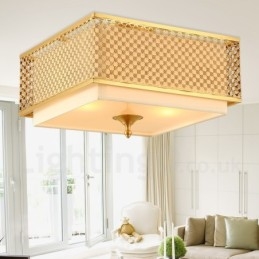 4-lichts retro rustieke luxe messing hanglamp kroonluchter met stoffen kap