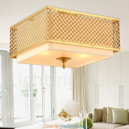 4-lichts retro rustieke luxe messing hanglamp kroonluchter met stoffen kap 4-lichts retro rustieke luxe messing hanglamp kroonluchter met stoffen kap