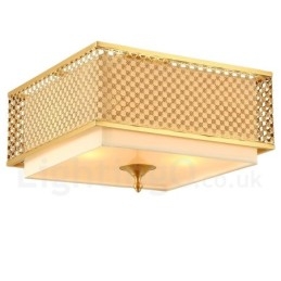 4-lichts retro rustieke luxe messing hanglamp kroonluchter met stoffen kap