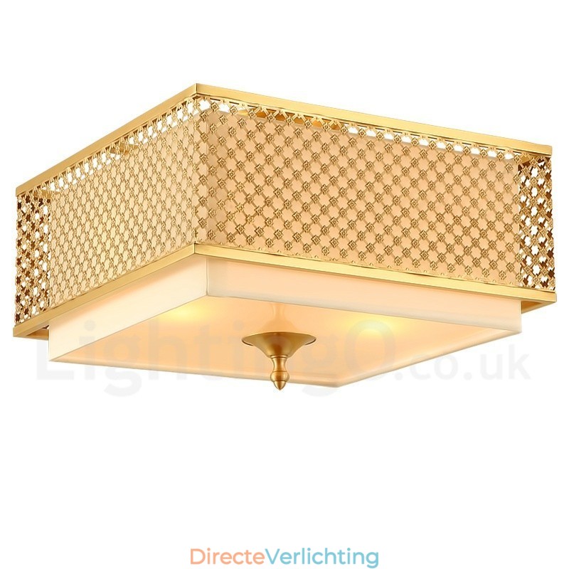 4-lichts retro rustieke luxe messing hanglamp kroonluchter met stoffen kap