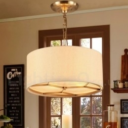 4-lichts retro rustieke luxe messing hanglamp kroonluchter met stoffen kap