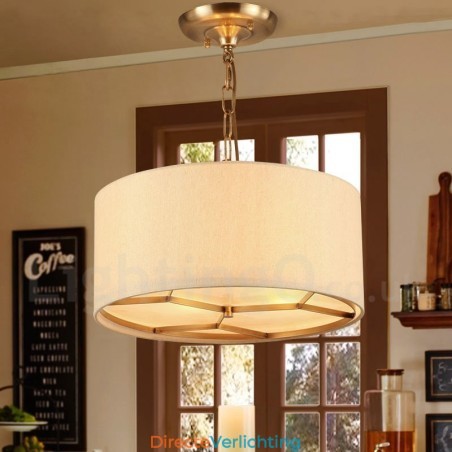 4-lichts retro rustieke luxe messing hanglamp kroonluchter met stoffen kap 4-lichts retro rustieke luxe messing hanglamp kroonluchter met stoffen kap