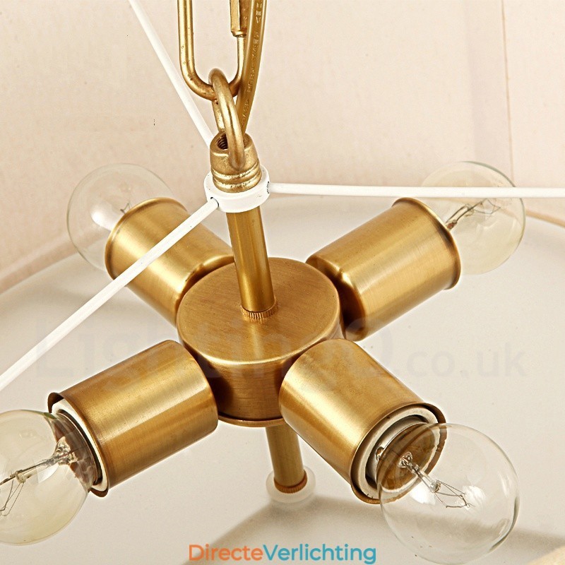 4-lichts retro rustieke luxe messing hanglamp kroonluchter met stoffen kap