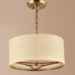 4 Lichte trommel Retro Rustieke Luxe Messing Hanglamp Kroonluchter met Stoffen Kap