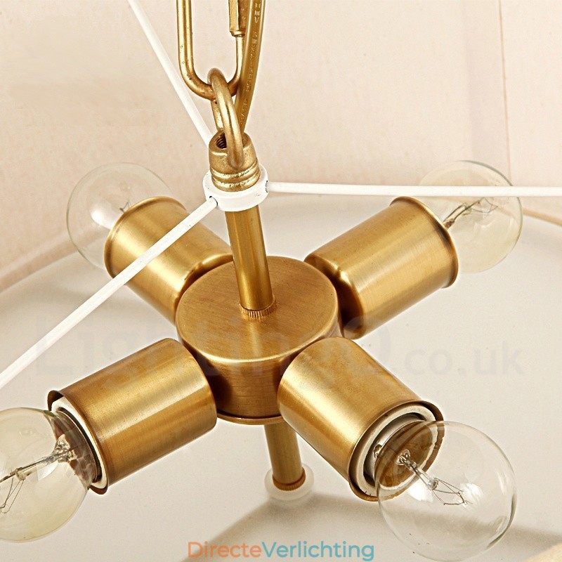 4 Lichte trommel Retro Rustieke Luxe Messing Hanglamp Kroonluchter met Stoffen Kap