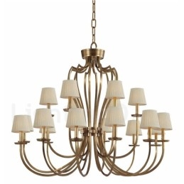 18 Lichts Retro Rustieke Luxe Messing Hanglamp Kroonluchter met Stoffen Kap