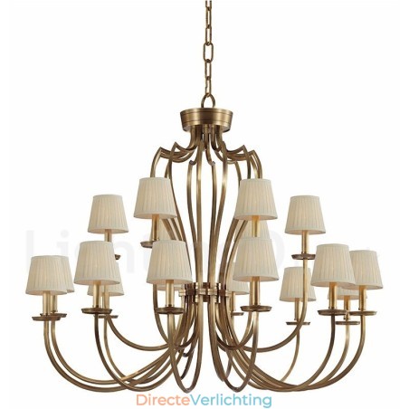 18 Lichts Retro Rustieke Luxe Messing Hanglamp Kroonluchter met Stoffen Kap 18 Lichts Retro Rustieke Luxe Messing Hanglamp Kroonluchter met Stoffen Kap