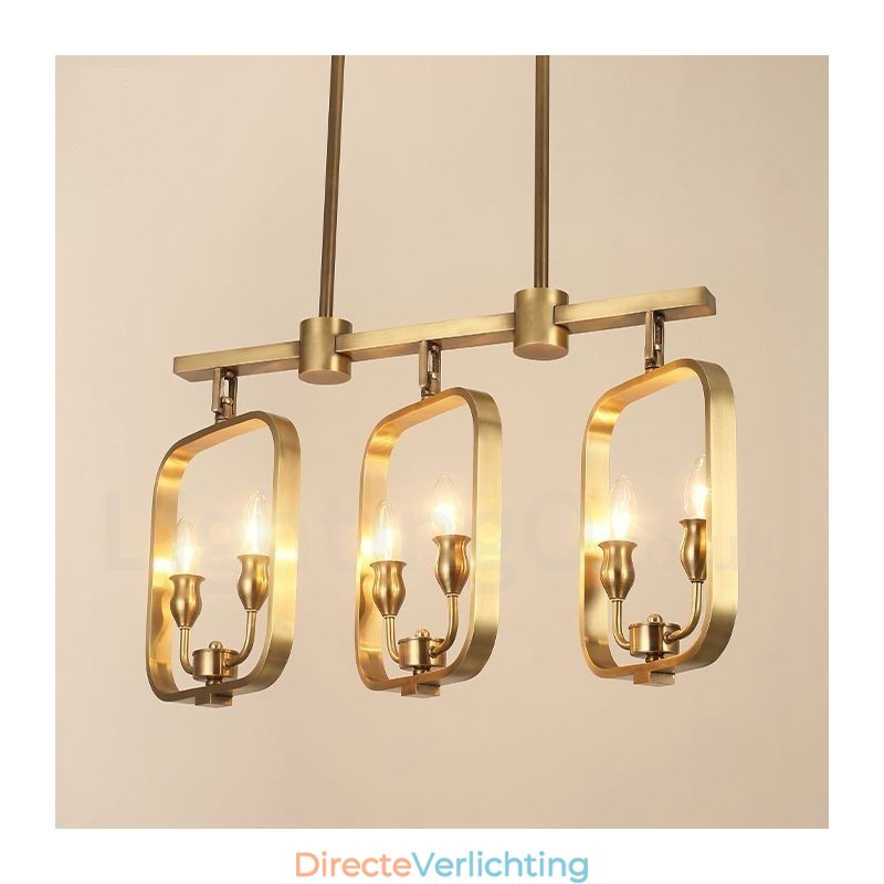 6-lichts retro rustieke luxe messing hanglamp kroonluchter