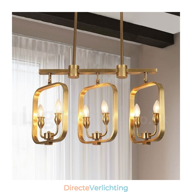 6-lichts retro rustieke luxe messing hanglamp kroonluchter