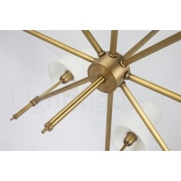 8-lichts retro rustieke luxe messing hanglamp kroonluchter met stoffen kap